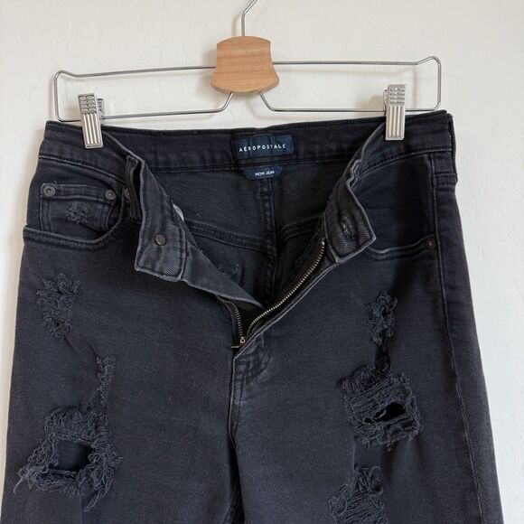 Aeropostale Size 10 High Rise Distressed Stretch Straight Mom Jeans Boho Grunge - Picture 5 of 14